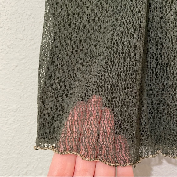 Ann Ferriday Green Sleeveless Lace Details Y2K Knit Top OS - Picture 3 of 8